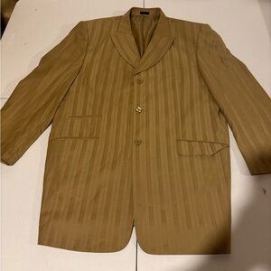 Vintage Falcone Gold Pinstripe 3 Piece Suit Men’s 46L / 40 Polyester Blend